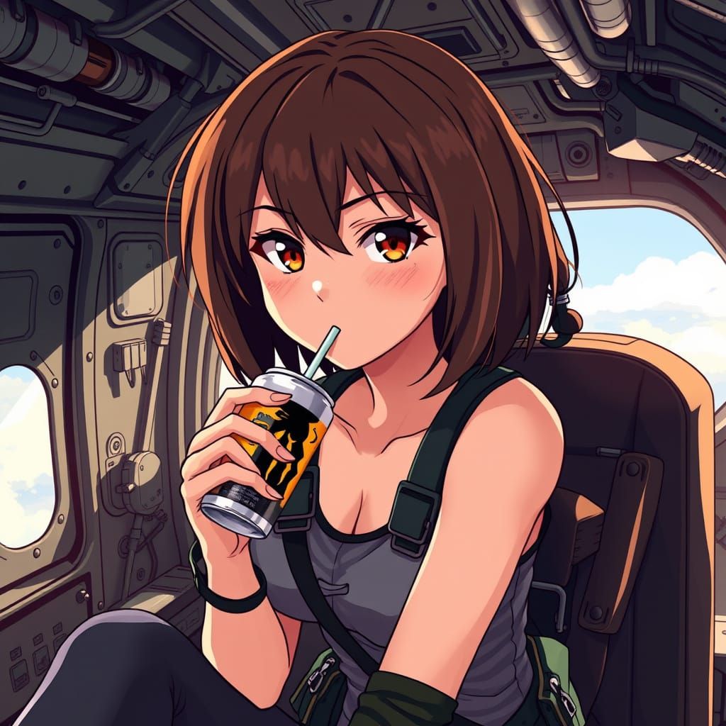 Anime Girl in Military Helicopter Cabin, Inspired by Studio ...
