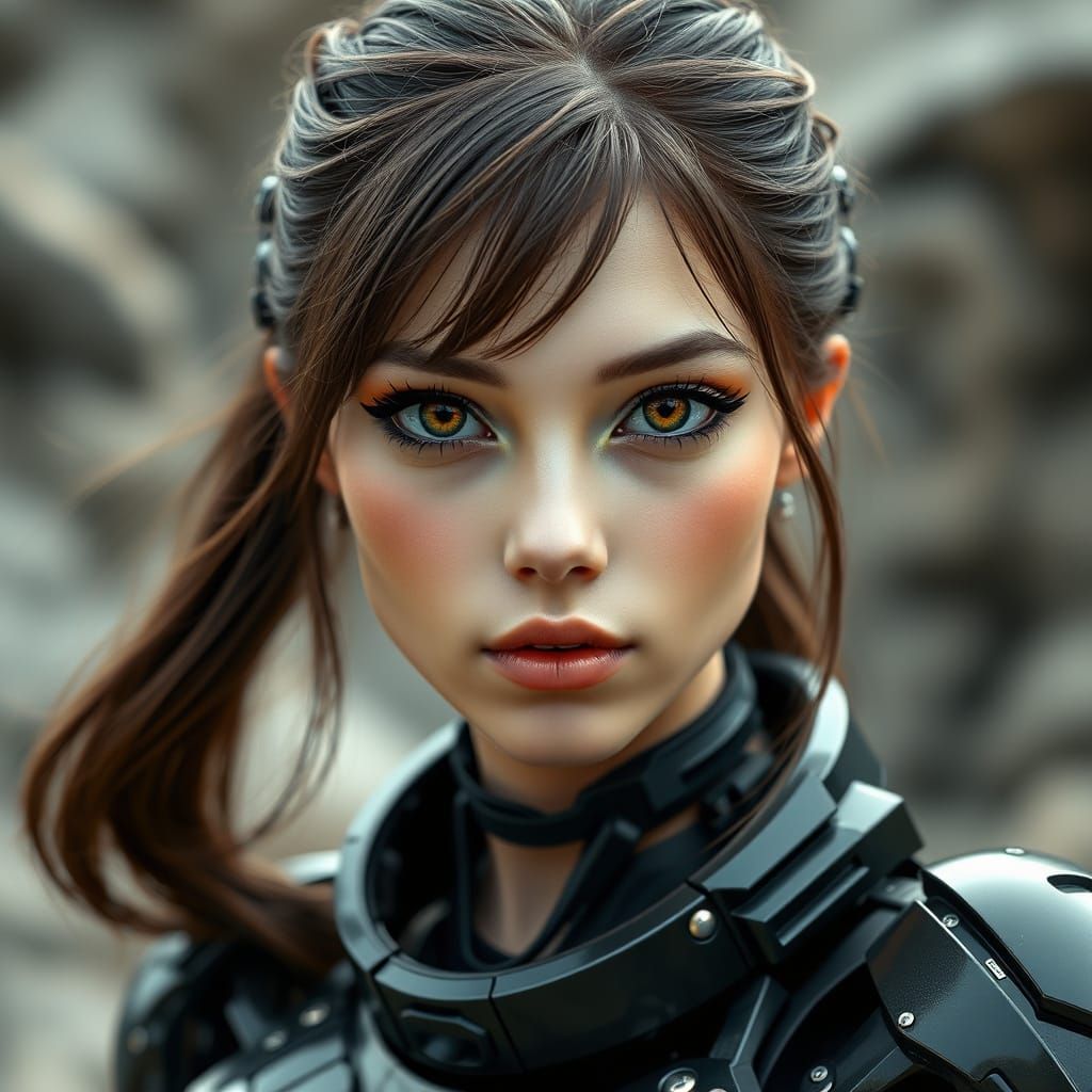 Cyborg Warrior in Futuristic Exoskeleton Masterpiece