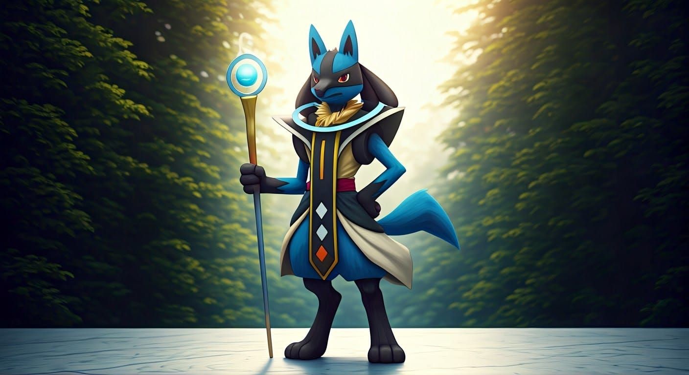 Majestic Anthro Lucario in Whis-Inspired Attire