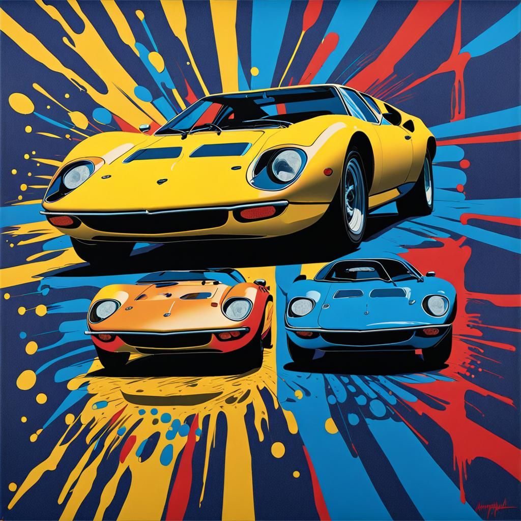 Lamborghini Miura in Pop-Art Silkscreen Style