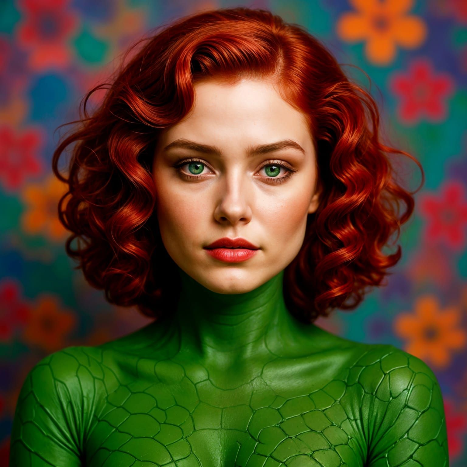 Serpent Woman with Reptilian Eyes in Photorealistic Style