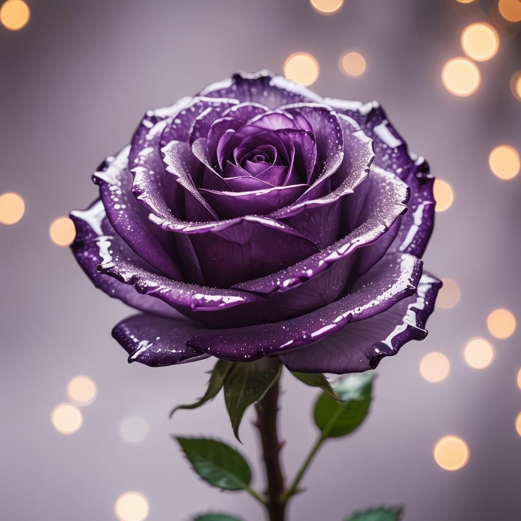Elegant Purple Glass Rose Macro Photograph