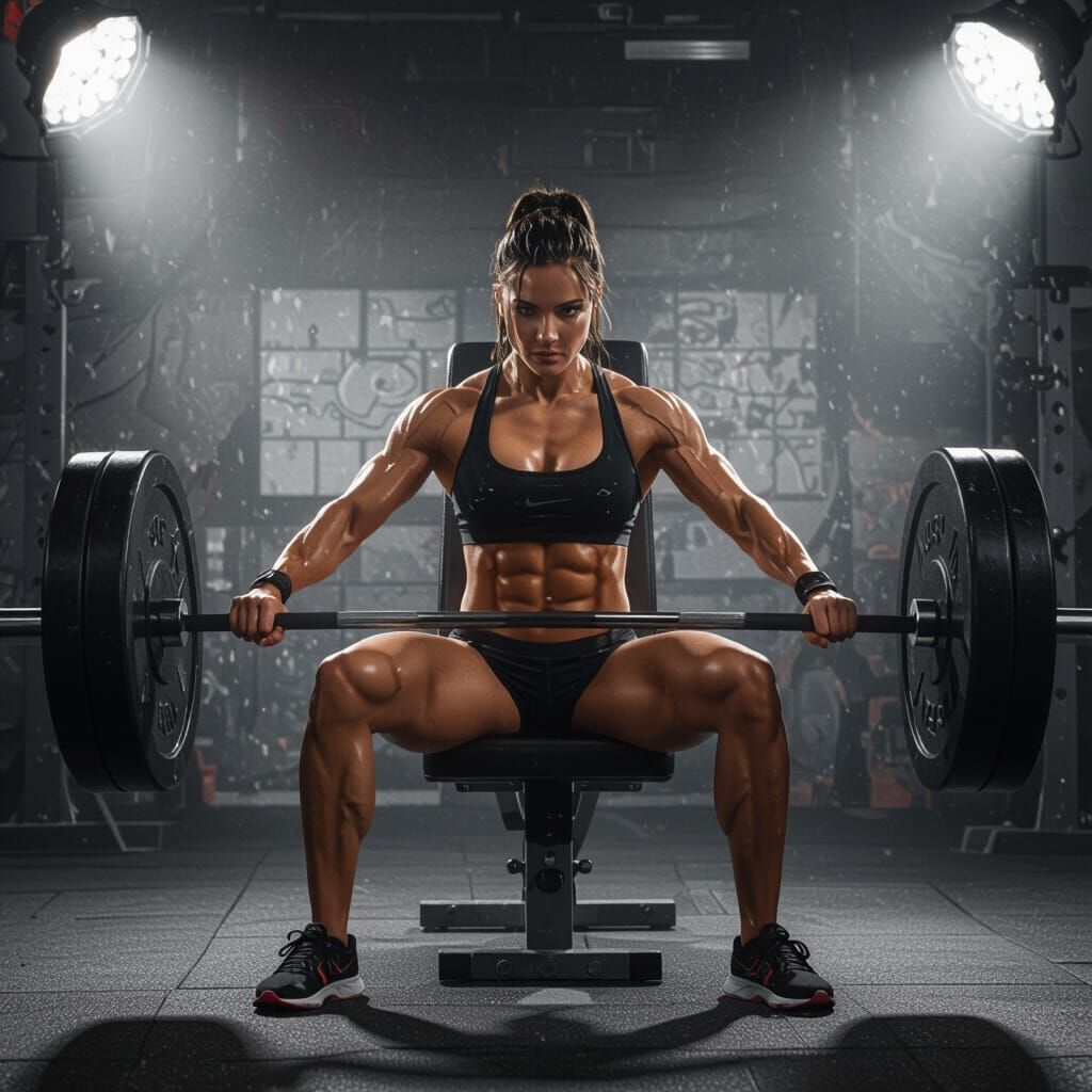 Ripped Athlete Training Leg Press in Gritty Gym