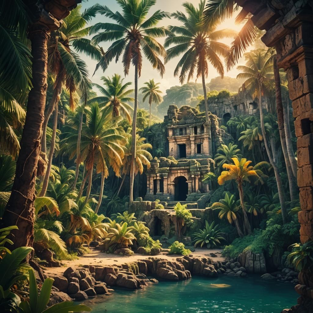 Tropical Island Paradise with Pirate Treasure