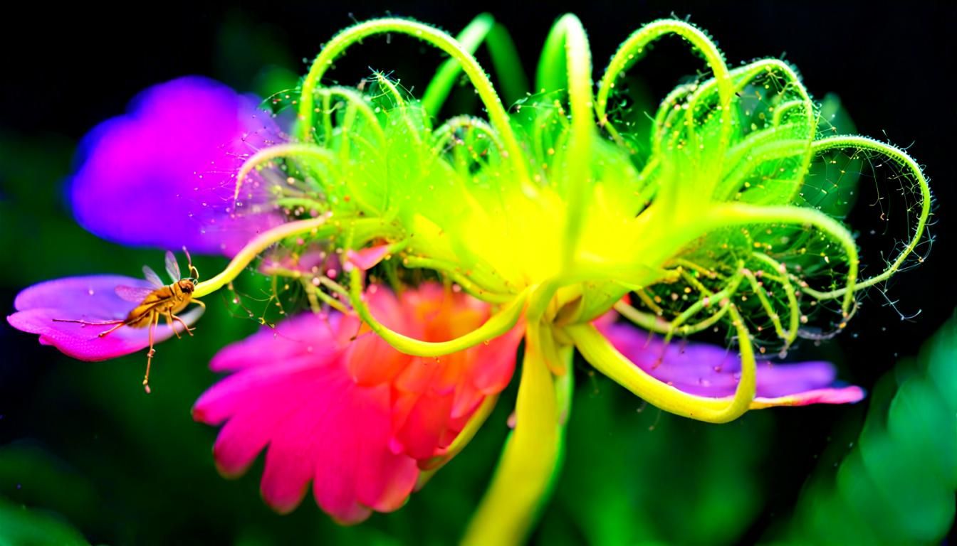 Magical Fairy Birth Inside Fluorescent Flower