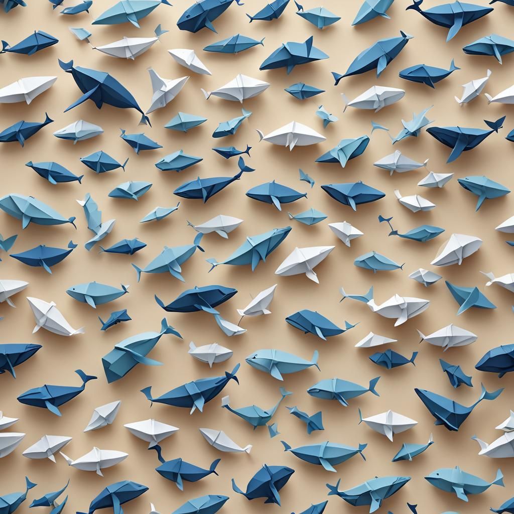 Origami Whale Papercraft in 8K Resolution