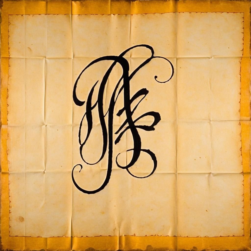 Elegant Calligraphy Signature on Antique Parchment