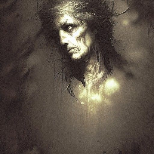 Horrific Fusion of Faces in Engraving Style