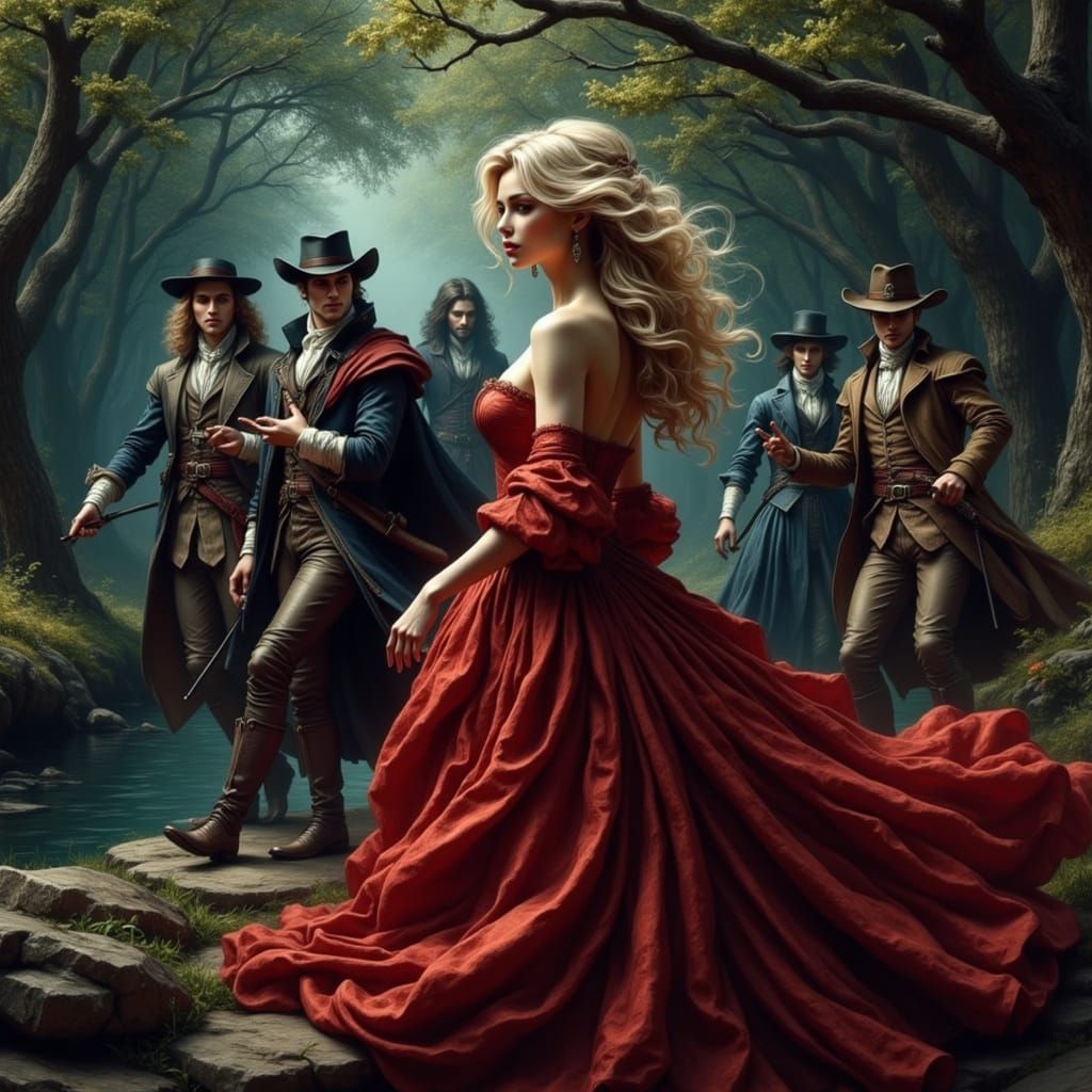 Baroque Blonde Pursued by Musketeers at Midnight