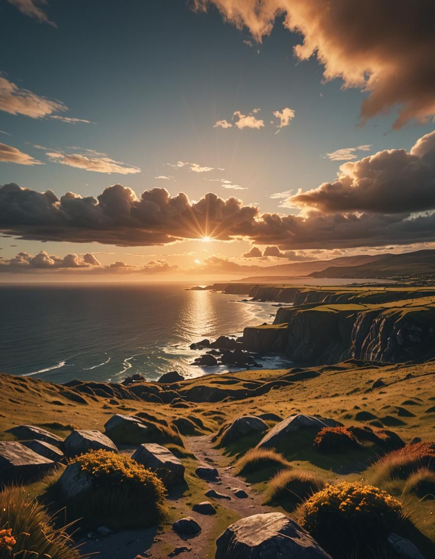 Ireland Sunset: Cinematic Oil Painting in Neo-Impressionism ...