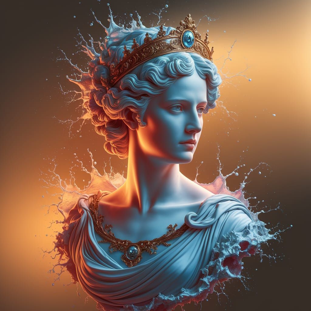 Ethereal Goddess of Fertility in Vibrant Triadic Colors