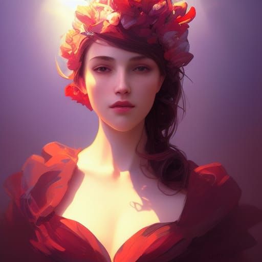 Detailed Tulip Portrait in Art Nouveau Style