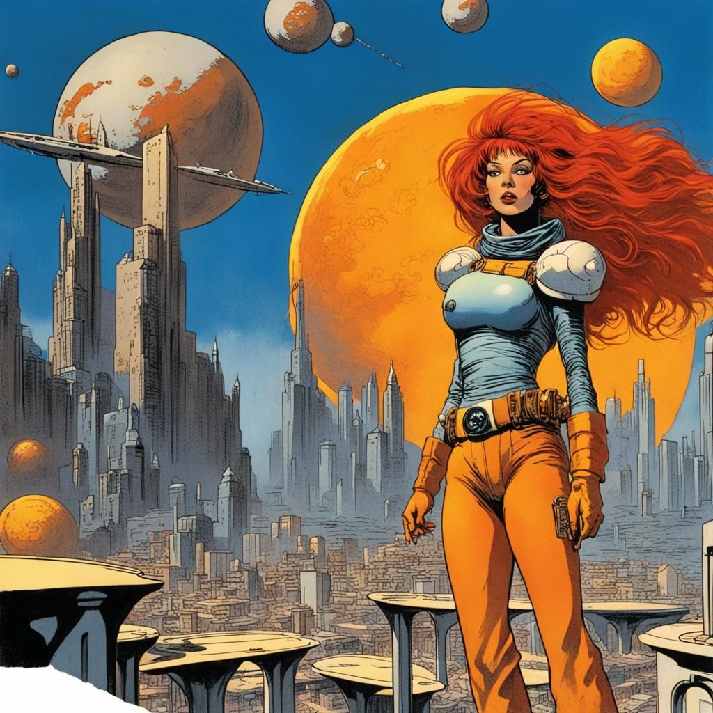 Futuristic Cityscape Inspired by Classic Comic Art