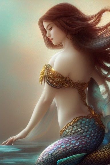 Ethereal Mermaid Goddess in Hyperdetailed Fantasy Art