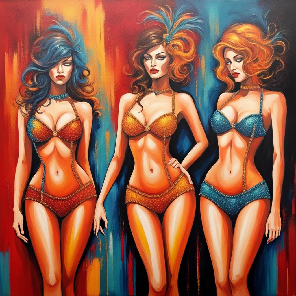 Las Vegas Showgirls: Abstract Art in Vivid Colors