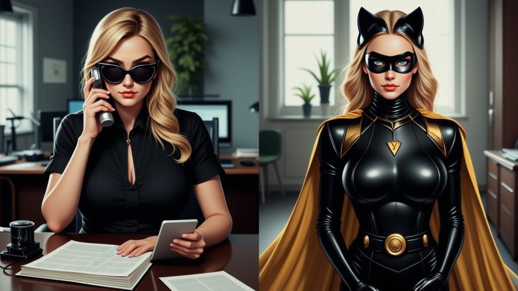 Modern Chic Secretary vs 1960s Superheroine
