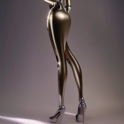 Metallic Robot in Silk Dress: Sorayama Style