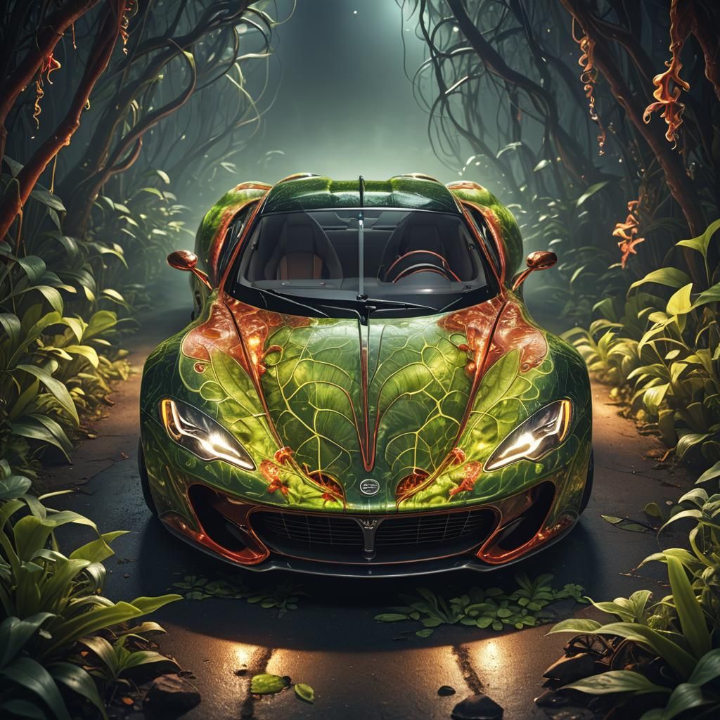 Dreamy Glowing Nepenthes Sports Car Dreamscape