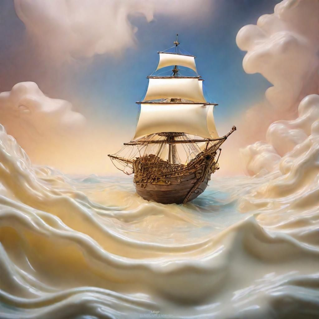 Milk Galleon Sails Cream Sea: Surreal Macro