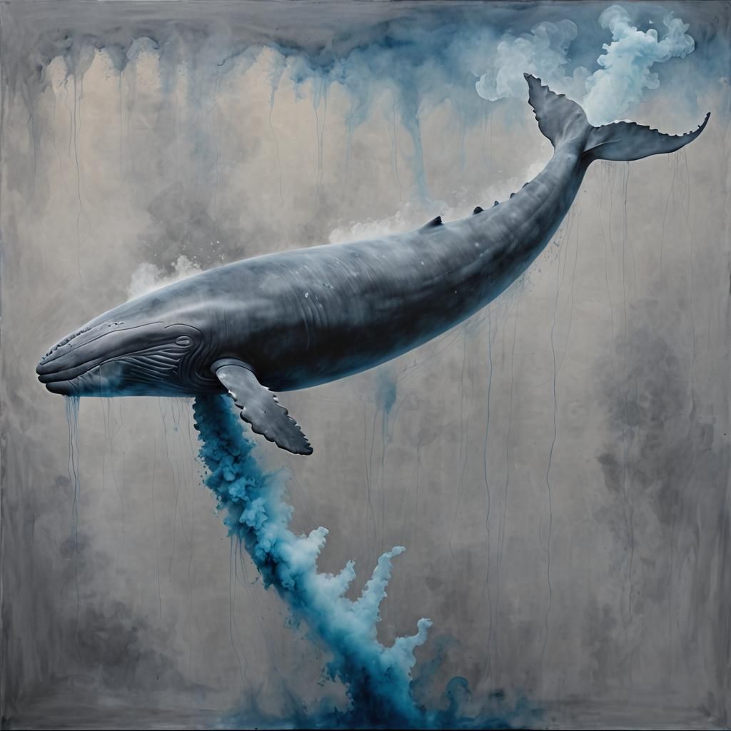 Smoky Sperm Whale Disintegrating into Abstract Art