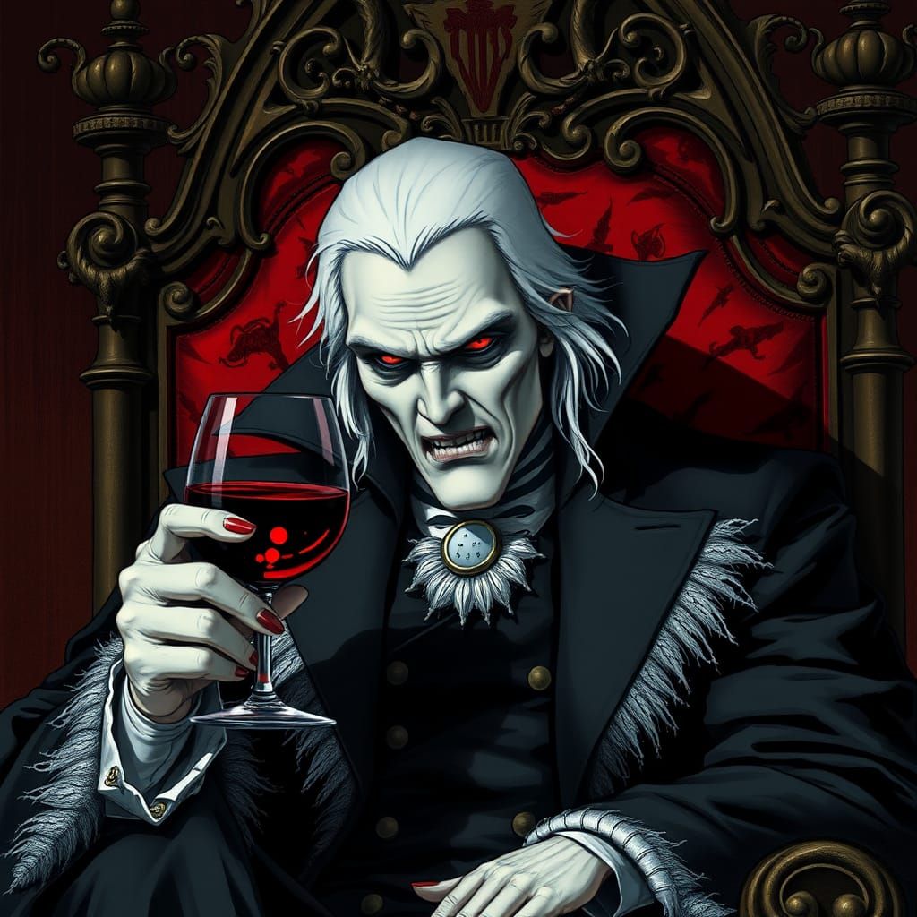 Count Dracula on Throne with Goblet