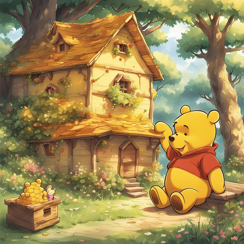 Winnie the Pooh's Honey House in Anime Style