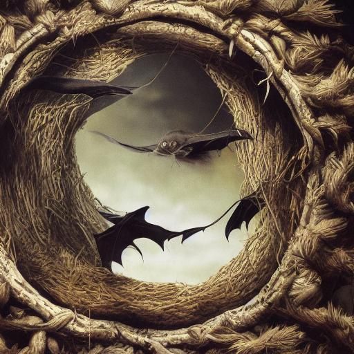 Surreal Endangered Bat Nest: Salvador Dali Style