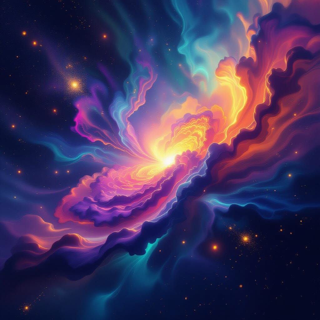 Psychedelic Nebula in Extreme Macro: A Cosmic Dance