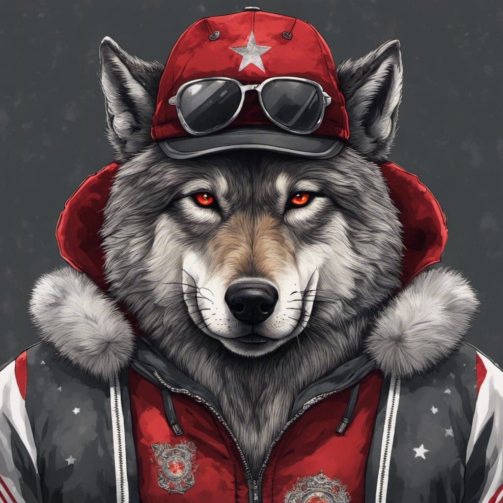 Hyperrealistic Russian Wolf in Adidas Tracksuit