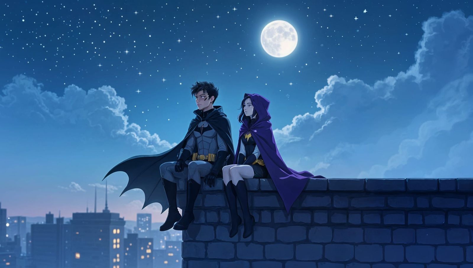 Robin and Raven Share a Starry Night on a Rooftop