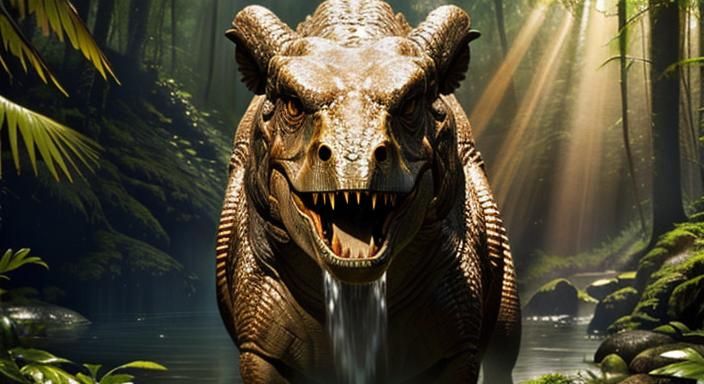 Photorealistic T-Rex at Watering Hole