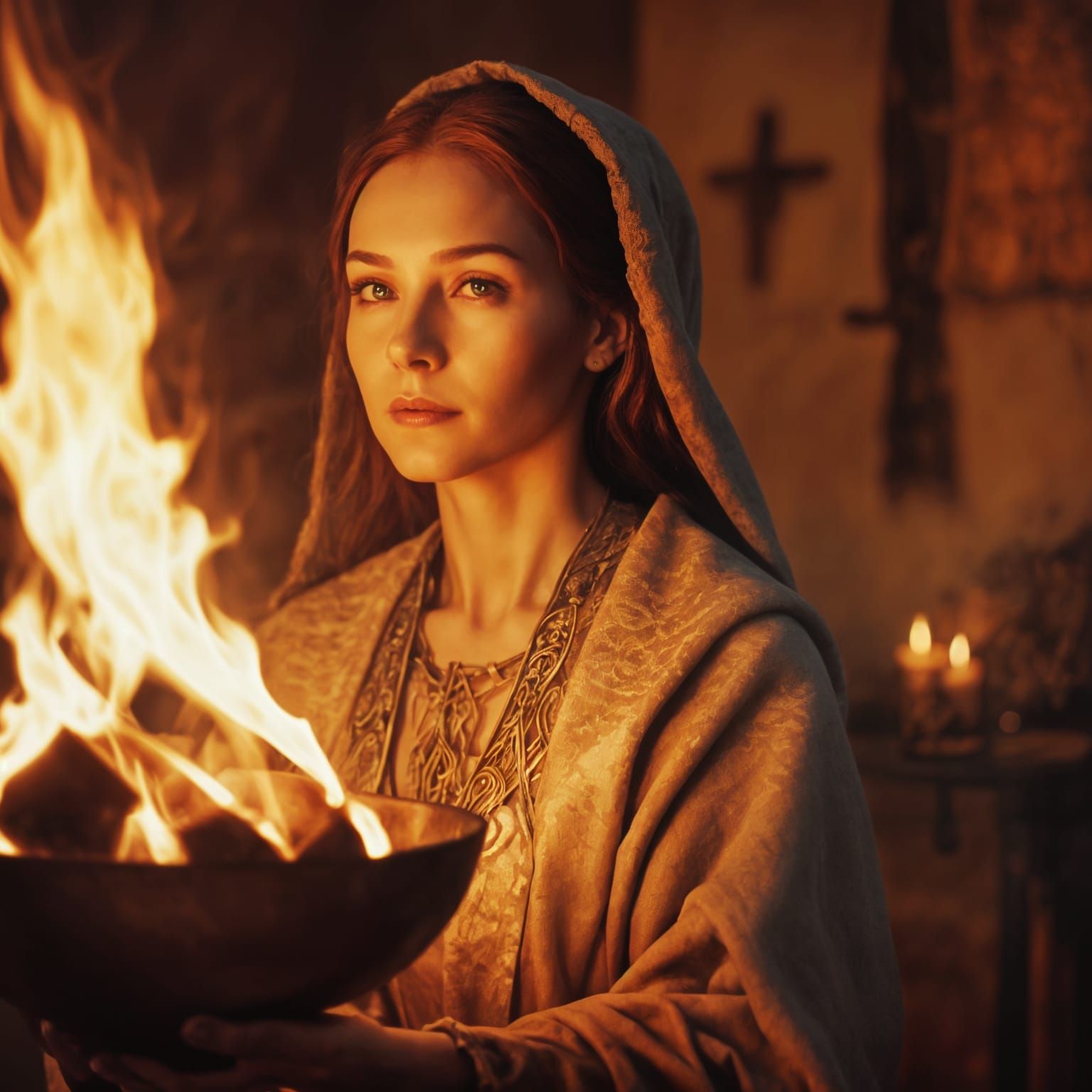 Wise Slavic Sorceress Sees Truth in Blazing Flames