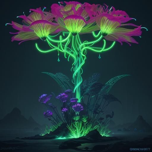 Bioluminescent Alien Plant Sculpture in Unreal Engine