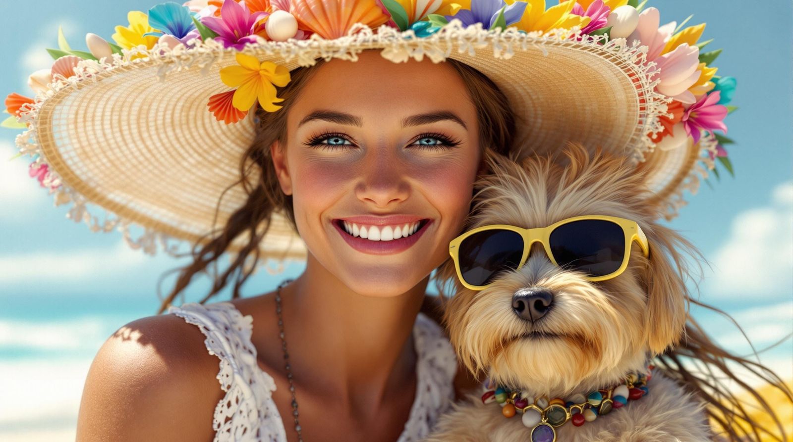 Surreal Beach Goddess with Faithful Companion