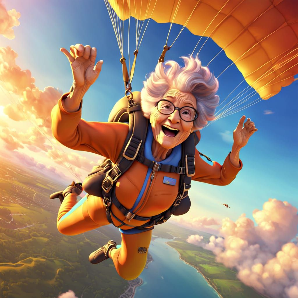 Grandma skidiving