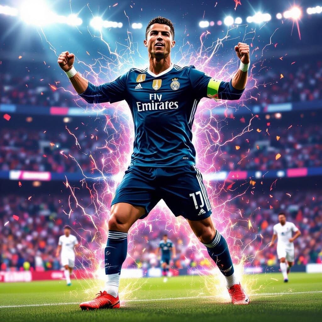 Cristiano Ronaldo Celebrates Goal in Digital Art Style