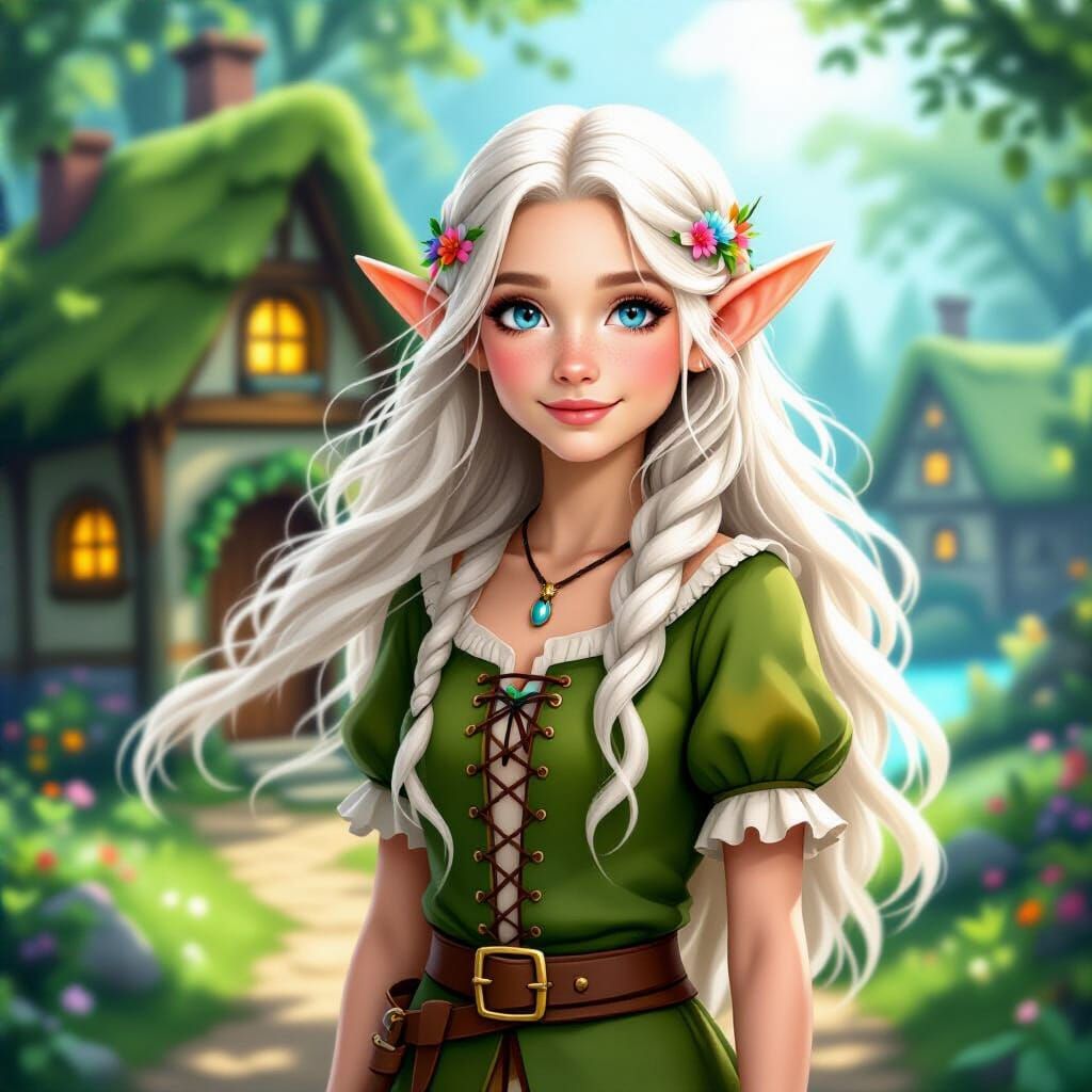Magical Village With Long Haired Elf