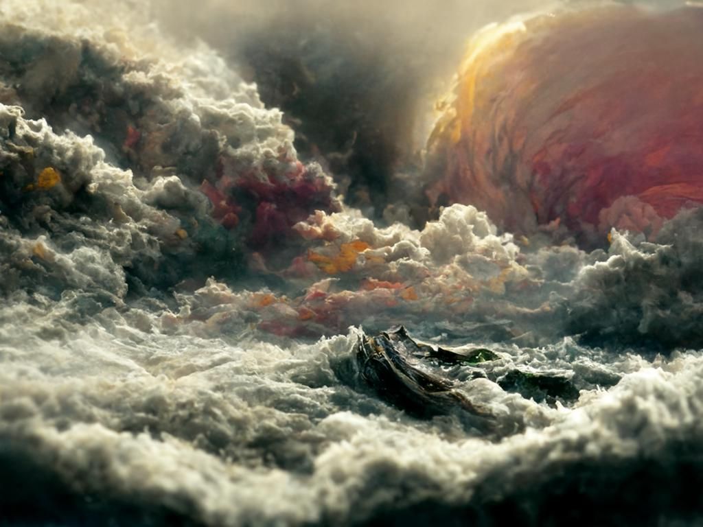 Turbulent Ocean Storm in Romantic Style