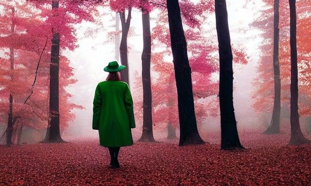 Woman in Green Coat: Film Noir Art Deco