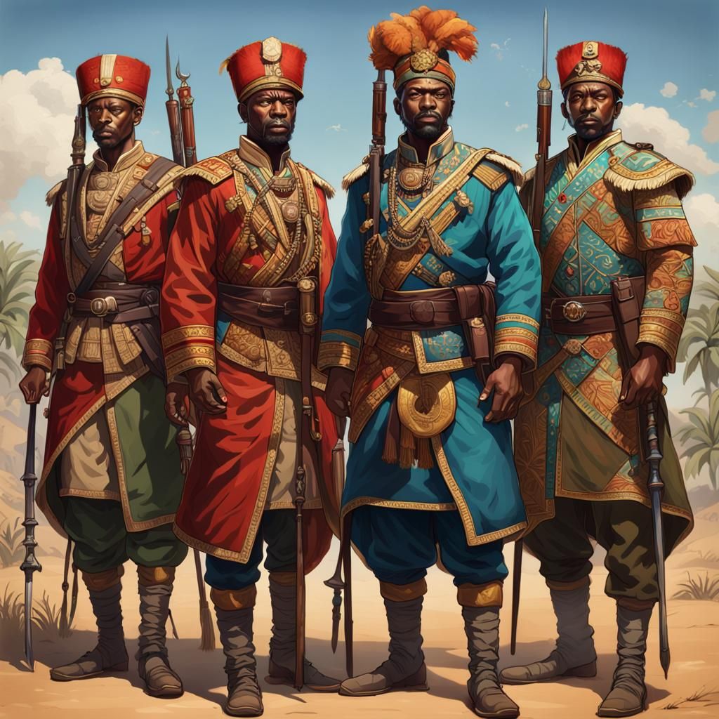 Kongo Kingdom Soldiers in Dashiki Uniforms