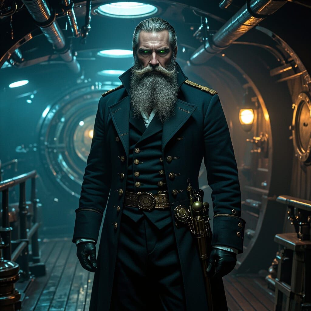 Victorian Submarine Captain in Steampunk Style