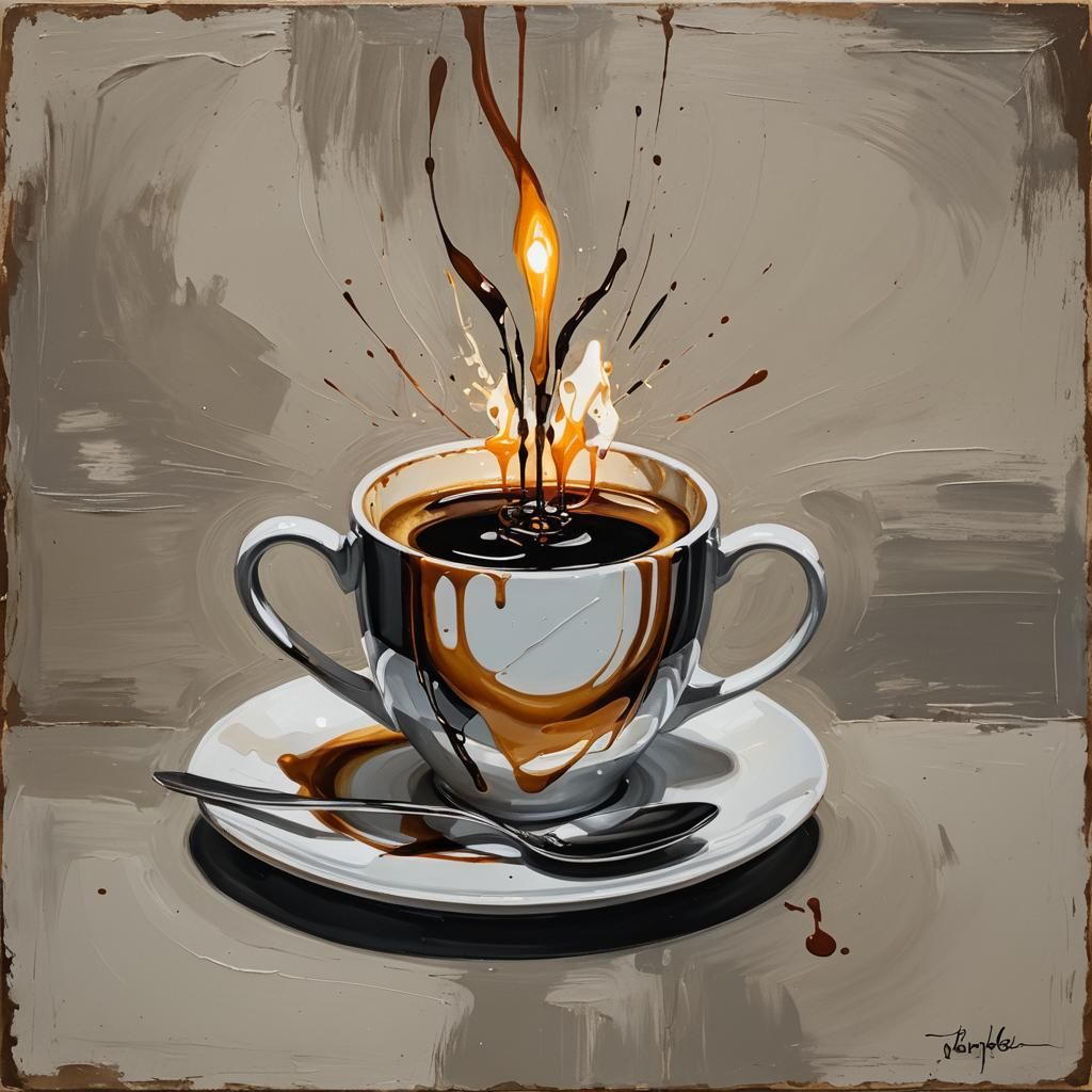 Abstract Coffee Cup Light Bulb Fork Fusion