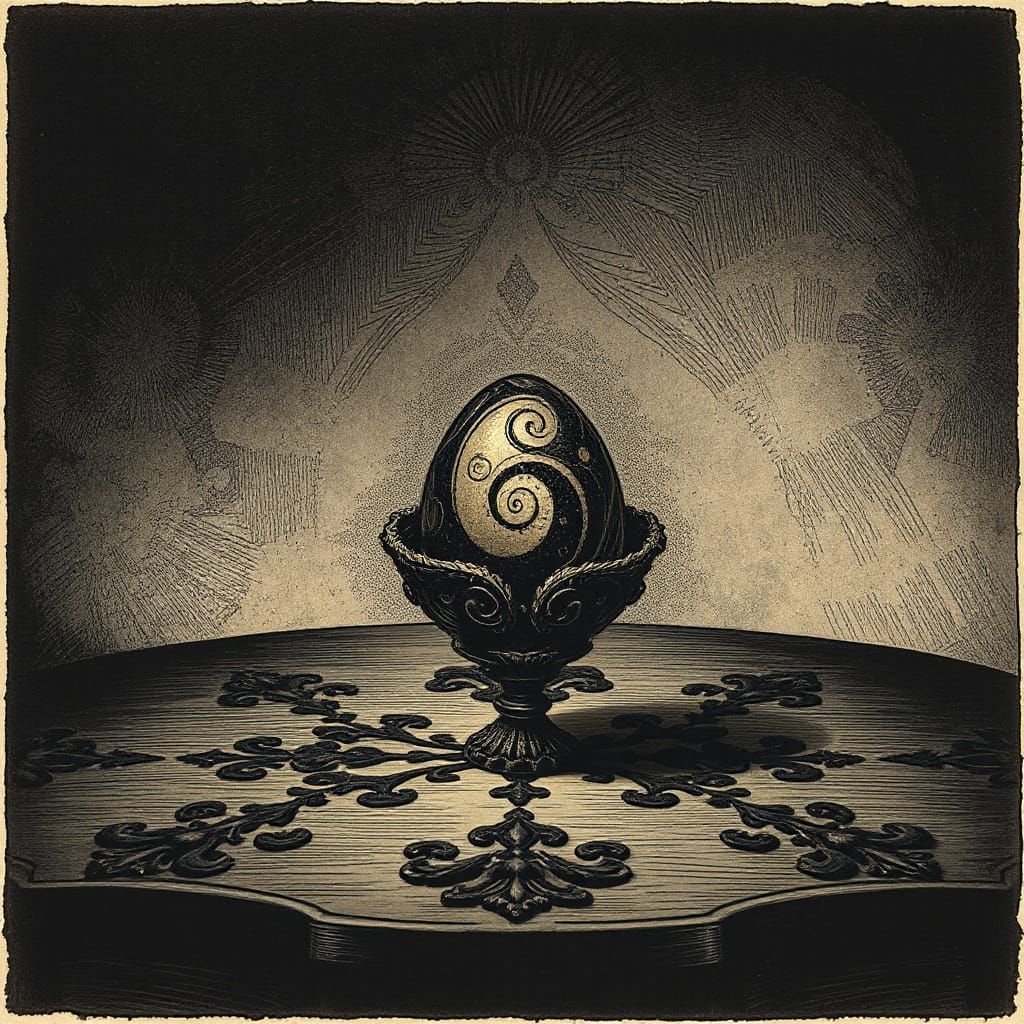 Ethereal Easter Egg Alien in Victorian Study