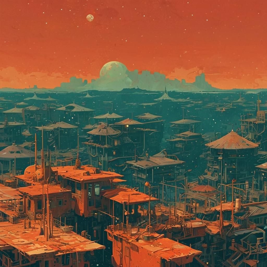Wasteland Space Colony on the Moon: Sci-Fi Art