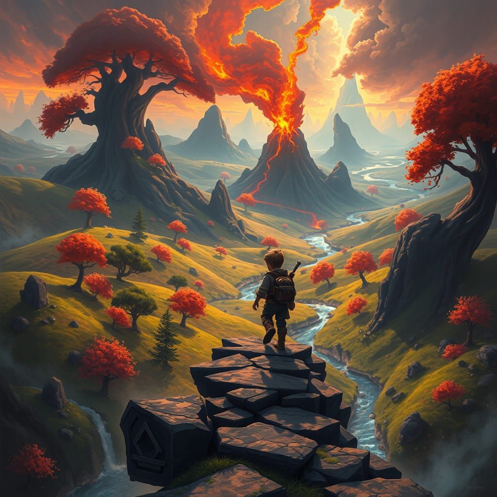 Young Adventurer Enters Vibrant Firelands Realm