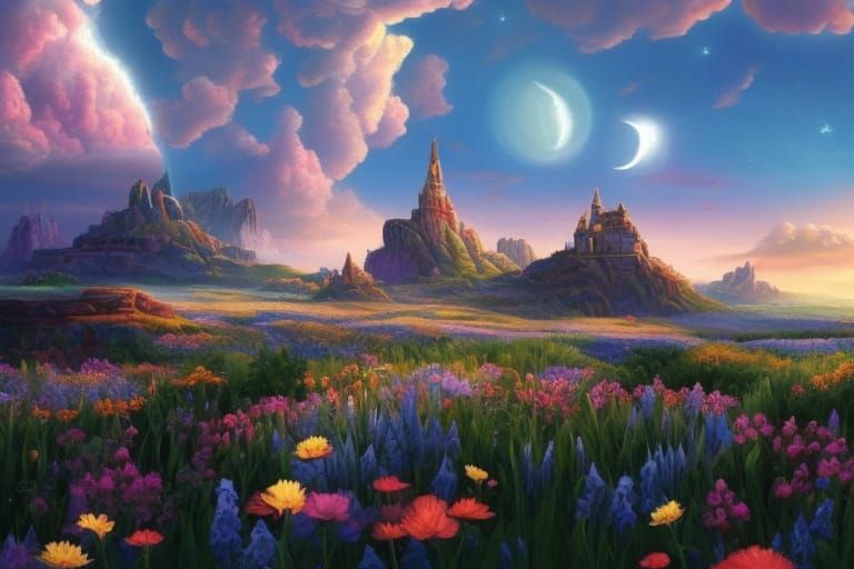 Cosmic Zen Garden: Sci-Fi Fantasy Landscape