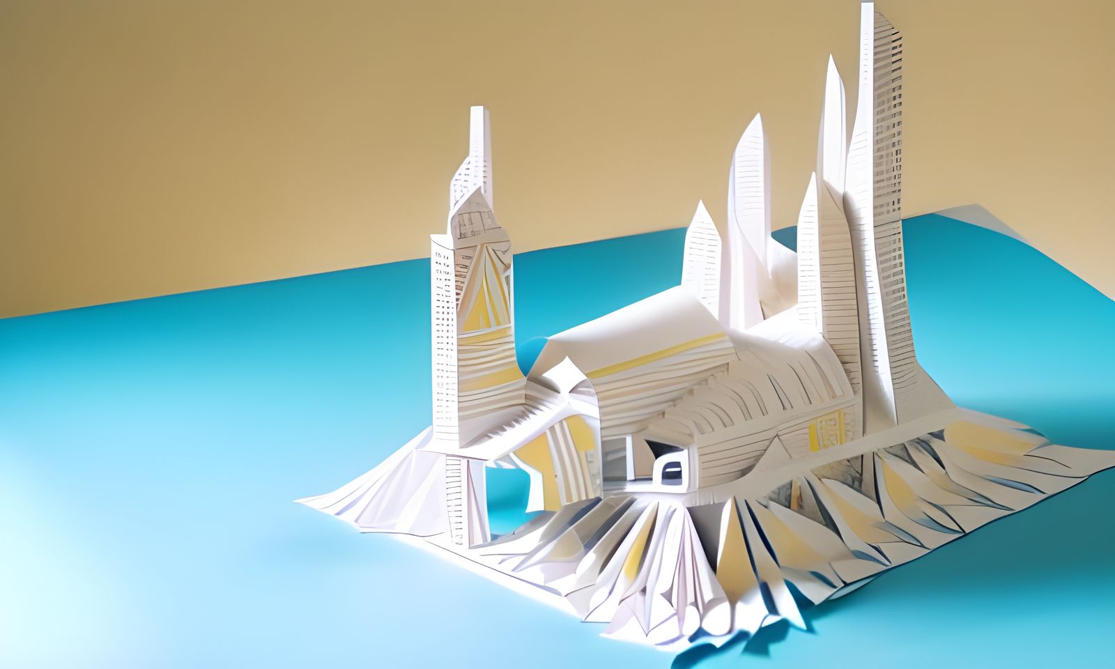 Papercraft Fantasy Building Sculpture