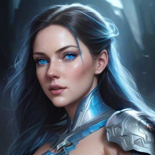 Hyperrealistic Portrait of a Blue-Eyed Woman