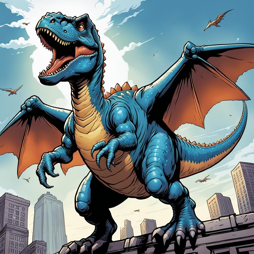 Cartoon Dinosaur Comic Book Art