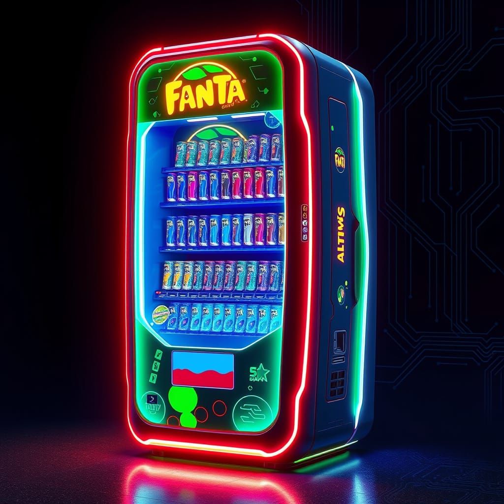 Sleek Futuristic Fanta Vending Machine as Plasma Tank